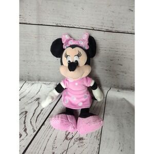 Disney Minnie Mouse Junior Plush Pink 9" Mini Stuffed Sparkly bow and Feet